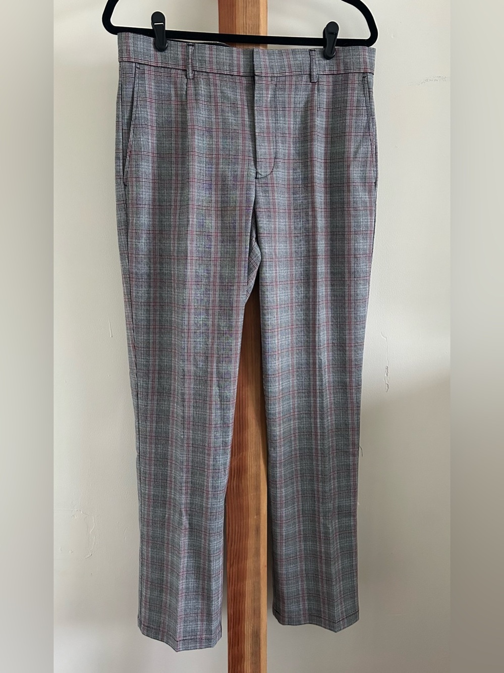 Forever 21 Men's Gray Plaid Pants with Red Pinstripe